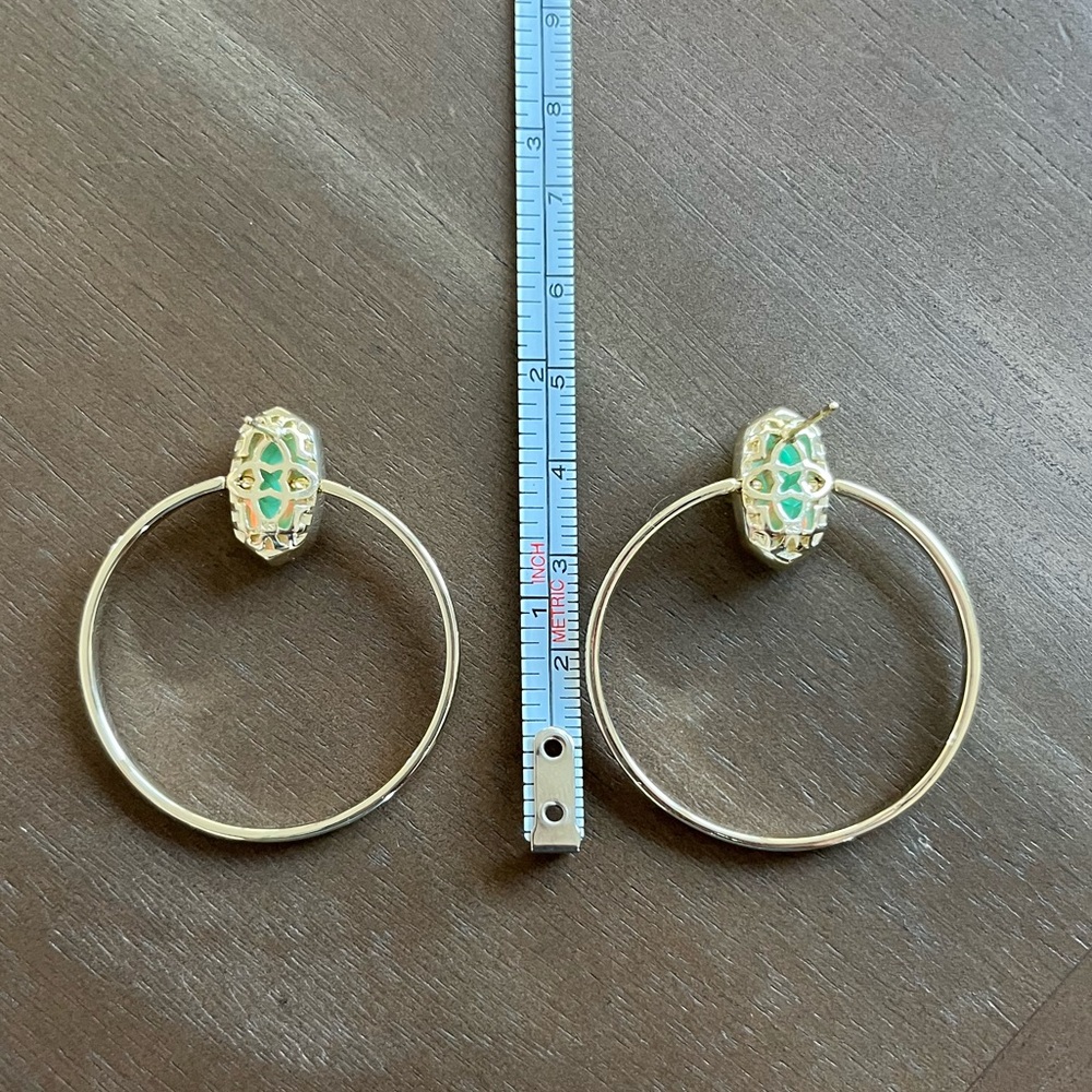 Kendra Scott Mayra dichroic glass rhodium drop dangle hoop earrings